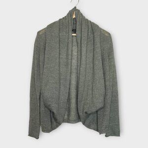 🦜 Talbots Open Cardigan Sweater Attached Scarf Grey Size S/M